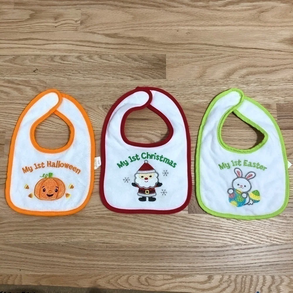 My 1st Halloween Christmas Easter Bibs NWOT